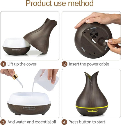 Smart WiFi Essential Oil Diffuser App Control Air Humidifier (Dark Wood UK)