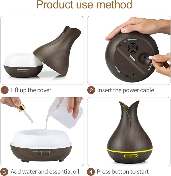 Smart WiFi Essential Oil Diffuser App Control Air Humidifier (Dark Wood EU)