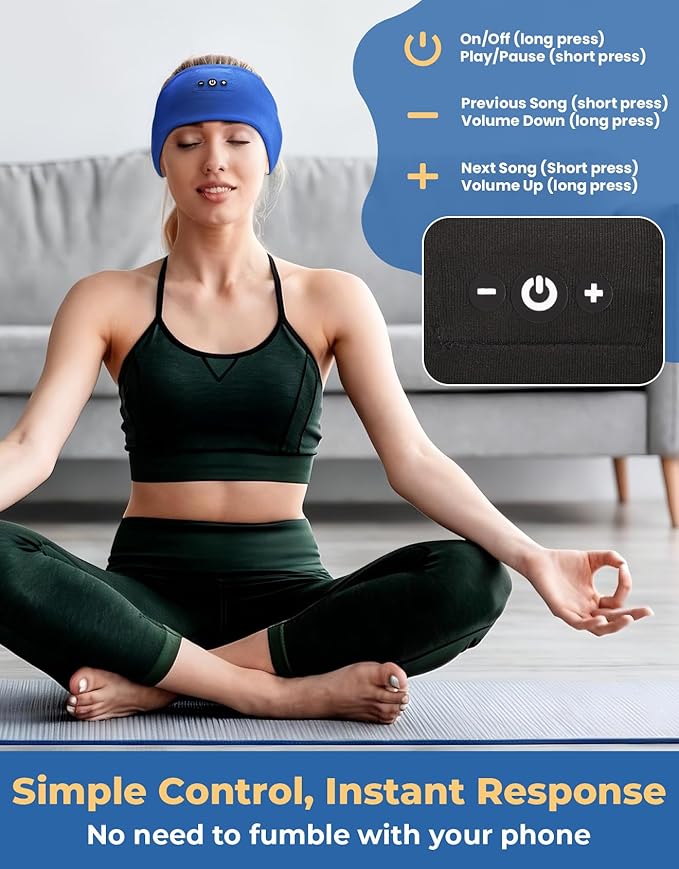 2PCS Sleeping Headphones, Headband Headphones with HD Stereo Speakers, Bluetooth Headband for Sports, Running, Workouts, Yoga, Travel, Gift - Black&Blue