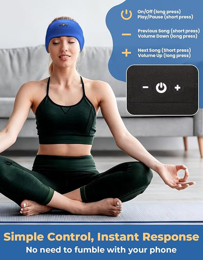 2PCS Sleeping Headphones, Headband Headphones with HD Stereo Speakers, Bluetooth Headband for Sports, Running, Workouts, Yoga, Travel, Gift - Black&Blue