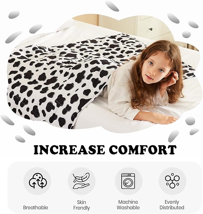 HOSUKKO Weighted Blanket - 10 lbs Cow Pattern Heavy Blanket - Breathable Blanket(41 * 60 inches, 10 lbs)