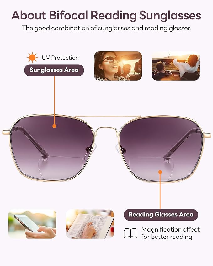 JM 2-Pack Aviator Reading Glasses Women Metal Frame Blue Light Blocking Computer Readers