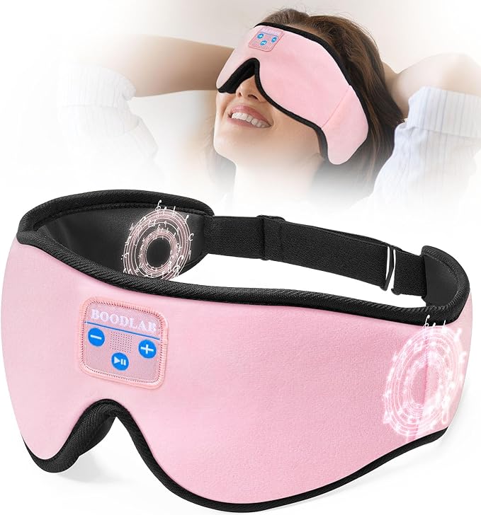 Sleep Headphones 3D Sleep Mask with Bluetooth 5.4 Headphones, Wireless Music Sleeping Eye Mask with Ultra-Thin HD Stereo Speakers for Side Sleepers, Adjustable Blackout & Noise Cancelling for Men