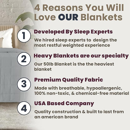 HomeSmart 50lbs Weighted Blanket Queen Size – Heavy Pressure, Ultra Soft Hypoallergenic Fabric – The Heaviest Weighted Blanket, 92x88, Grey