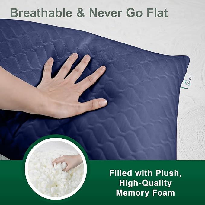 Side Sleeper Pillow for Neck and Shoulder Reilef, Ergonomic Design Medium Firm Pillow, Queen Size Bed Pillows for Sleeping, Cross Cut Memory Foam Pillows for Back, Stomach and Side Sleepers