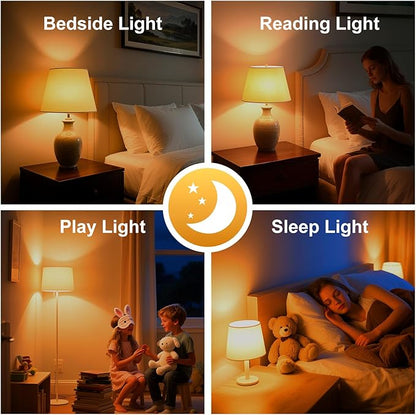 KINUR Amber Sleep Light Bulbs 1800K with Remote Control, Blue Light Blocking A19, 9W for Sleep,Bedroom (2Packs)