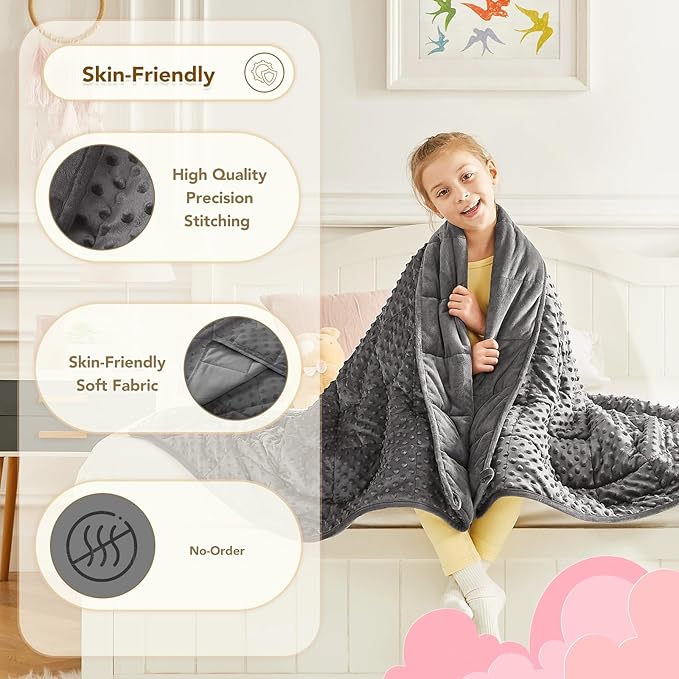 CuteKing Weighted Blanket - Weighted Blanket with Premium Glass Beads - Heavy Blanket Crystal Velvet for Comfort Sleep - Thick Blanket All Season (10lbs, 40"x60", Grey Bubble)