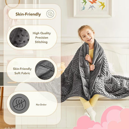 CuteKing Weighted Blanket - Weighted Blanket with Premium Glass Beads - Heavy Blanket Crystal Velvet for Comfort Sleep - Thick Blanket All Season (7lbs, 40"x60", Grey Bubble)