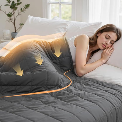 Weighted Blanket for Adults(60" x 80",15lbs,Grey) Queen Size Soft Cooling Heavy Blanket for Sleeping,Breathable Blanket with Glass Bead Perfect for 140-160 lbs,All Season,Machine Washable.