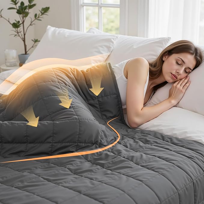 Weighted Blanket for Adults(78" x 85",25lbs) Twin Size Soft Cooling Heavy Blanket for Sleeping,Breathable Blanket with Glass Bead Perfect for 220-280 lbs,All Season,Machine Washable(Grey)