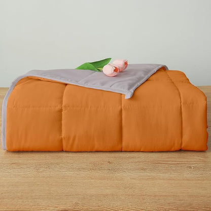 Weighted Blanket 12lbs Queen Size Orange Grey 60"x80" Weighted Blankets for Adults Heavy Blanket are Comfortable and Cozy