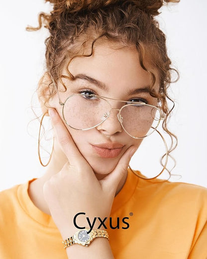 Cyxus Davos French Ma-con Style Aviator Glasses Blue Light Blocking Eyeglasses for Computer UV Protection Anti Eyestrain 8805