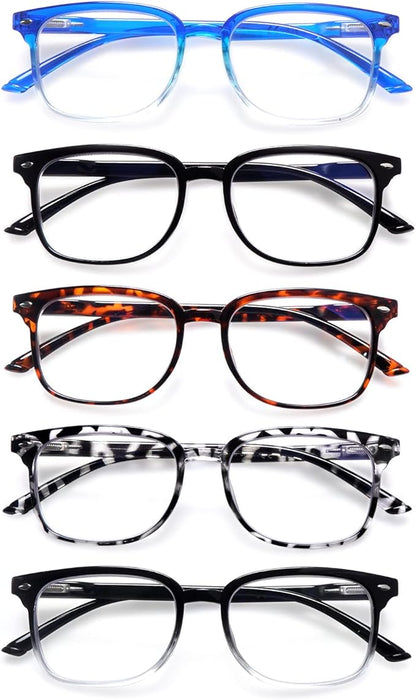 5 Pack Reading Glasses Blue Light Blocking for Women,Computer Readers with Spring Hinge