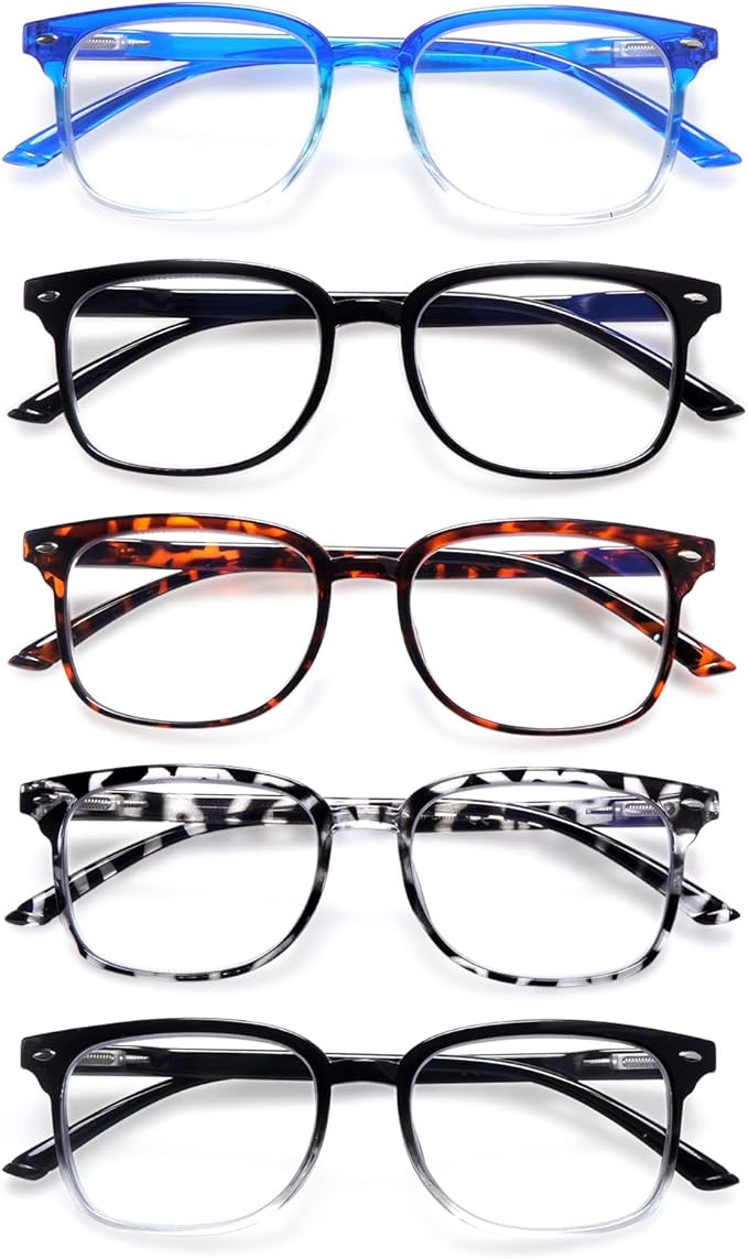 5 Pack Reading Glasses Blue Light Blocking for Women,Computer Readers with Spring Hinge