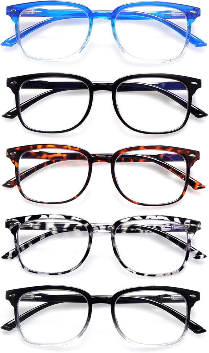 5 Pack Reading Glasses Blue Light Blocking for Women,Computer Readers with Spring Hinge