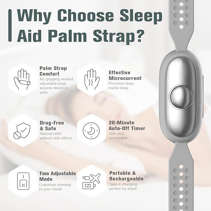 Sleep Aid Device, Hand Micro-Current Sleep Instrument Anxiety Device, Portable Rechargeable Sleep Aid for Anxiety and Insomnia (Blue)