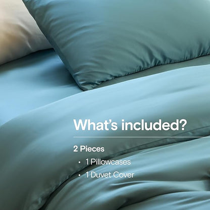 DOZ Duvet Cover Set, 100% Viscose derived from Bamboo, Organically Grown, Buttery Soft, Cooling Duvet Covers, High GSM, 1 Duvet Cover and 1 Pillowcase, 70"x90" (Teal, Twin/Twin XL)
