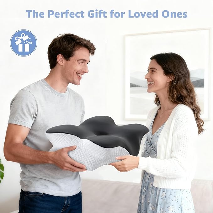 Cervical Pillow for Neck Pain Relief - Ergonomic Contour Memory Foam Pillow with 2 Pillowcases, Orthopedic Neck Support for Side Back Stomach Sleepers