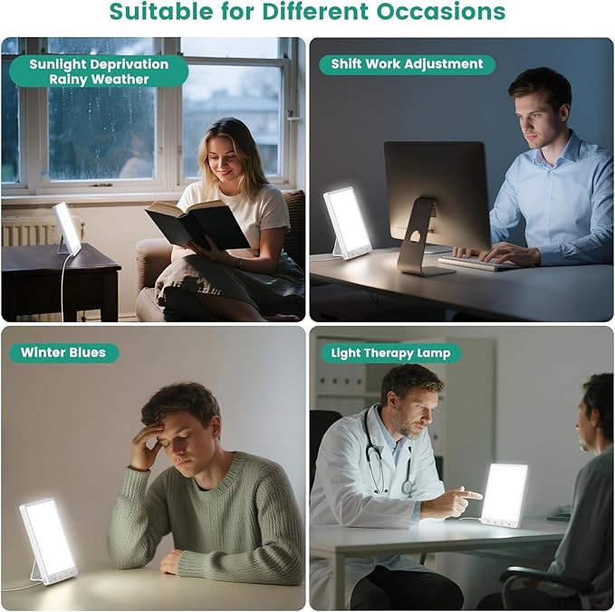 Light Therapy Lamp - 10000 Lux 3 Color Temperature & Wall Mountable, with Memory Function, Touch Control Portable Light Therapy Lamp for Home & Office (Wired Only).