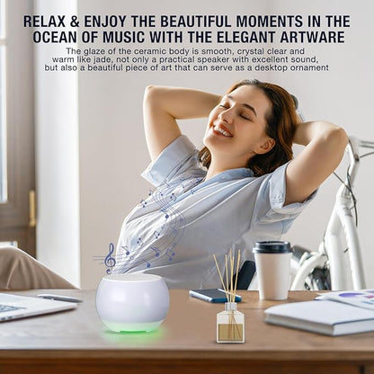 Soundary Ceramic Craft Bluetooth Speaker for Meditation & Yoga, Sound Therapy Machine for Stress Relief, Sleep Aid and Focus, Deep Bass, Louder Volume, Light Effect for Boxing Breathing (Purple)
