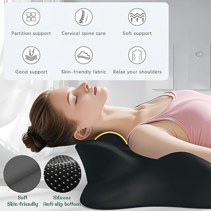 Multifunctional Pillow, Featuring Breathable Memory Foam Waist Support, Large Size with high Resilience, Provides Comprehensive Support，for All Postures (Black)