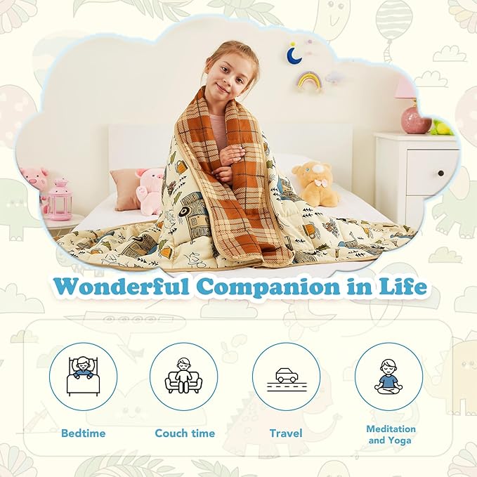 CuteKing Weighted Blanket - Weighted Blanket with Premium Glass Beads - Breathable Heavy Blanket for Comfort Sleep - Thick Blanket All Season(5lbs, 36"x48", Camping)