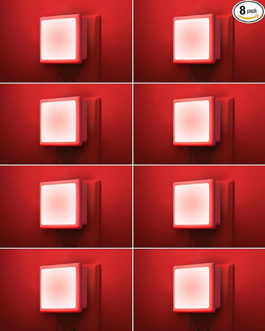 670nm Red Light Night Light for Sleep[8 Pack]- Zero Blue Light, Diammble & Energy Efficient 0.3W Night Light Plug into Wall with Dusk-to-Dawn Sensor for Nursery, Bedroom, Bathroom