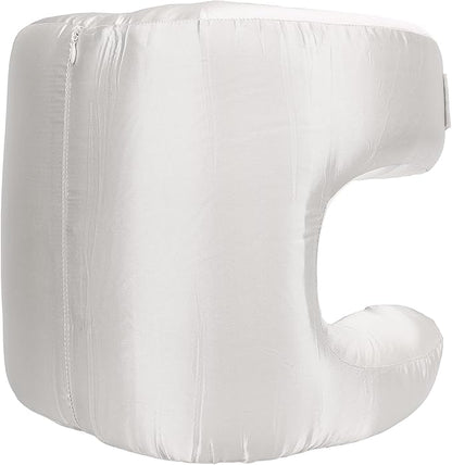 Memory Foam Face Pillow, Ergonomic Design, Silk Fabric Beauty Pillow for Back Sleep Training Pillow, Memory Foam Support, Soft Cushioning, Suitable for Comfortable Sleep (White)