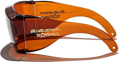 BluBlocker, StarShield Fit Over Sunglasses with Scratch Resistant Lens | Blocks 100% of Blue Light and UVA & UVB Rays | Retro | Gender Neutral for Men, Women, & Everyone | Blue Blocker | 2355K |