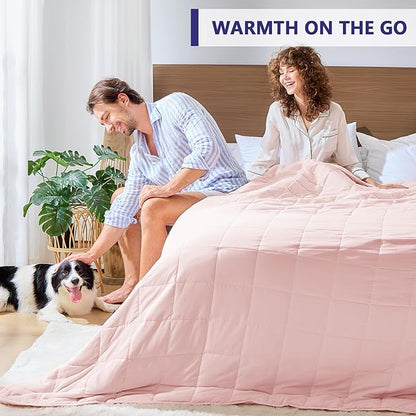 yescool King Size Weighted Blanket for Adults (25 lbs, 80” x 87”, Pink) Cooling Heavy Blanket for Sleeping Perfect for 240-260 lbs, Breathable Blanket for Adults & Couple All Season, Machine Washable