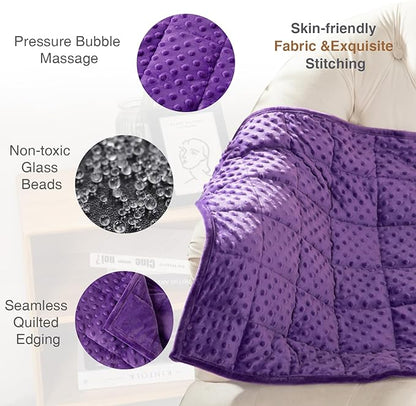 Alomidds Weighted Lap Blanket 7lbs, Cozy Luxury Breathable Weighted Blanket for Adults, Weighted Lap Pad for Travel, Relaxation, Sleeping, Purple, 29" x 24"