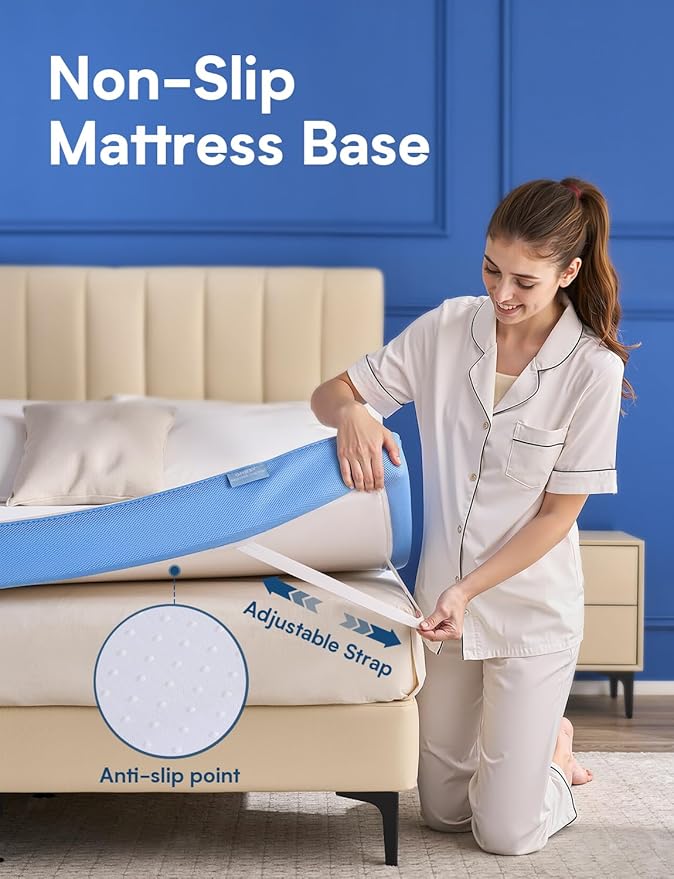 Extra Firm Mattress Topper Queen Size, 3 Inch Firm High Density Memory Foam Bed Topper for Back Pain Relief, Gel Bamboo Charcoal Infused Cooling Mattress, CertiPUR-US Certified, Washable Cover