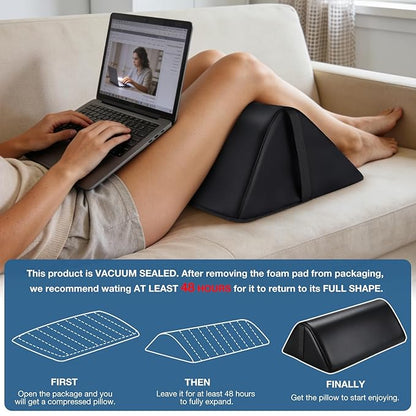 Knee Wedge Pillow for Legs, 20 x 12 x 7 inch Under Knee Elevated Pillow for Sleeping on Back Triangle Pillow for Legs with Strap Handle, Under Ankles Pain Relief Leg Pillow Bolster for Massage Table