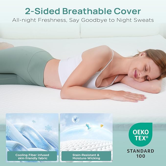 3 inch Firm Twin XL Mattress Topper for College Dorm, Memory Foam Bed Topper with Soft & Firm Options for Back Pain Relief, Mattress Topper with 2-Sided Cover, CertiPUR Certified, Dorm Bed