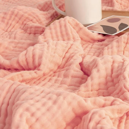 EMME Muslin and Cotton Twin Blankets for Couch Breathable Gauze Blanket All Season Soft and Lightweight Pre-Washed Cotton Blanket (Pink, 60"x80")
