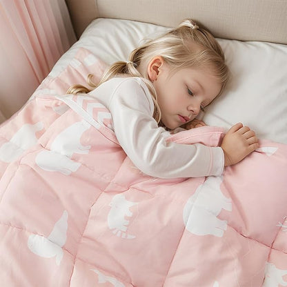 Hiseeme Weighted Blanket (36"x48", 5lbs) Cooling Breathable Heavy Blanket Throw with Premium Glass Bead Pink Animals