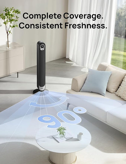 Dreo Tower Fan 42 Inch,Quiet Oscillating Bladeless Fan with Remote, 6 Speeds, 4 Modes, LED Display, 12H Timer, Black Floor Standing Fan Powerful for Indoor Home Bedroom Office Room