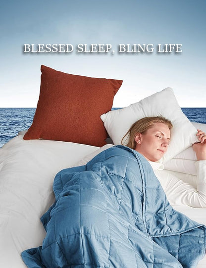BB BLINBLIN Cooling Weighted Blanket Heavy Blanket, Calm and Sleep, Premium Soft and Comfortable Material and Glass Beads (Blue, 60''x80'' 20lbs), Suit for Adult(~190lb) Use on Queen/King Bed