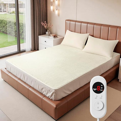 Heated Mattress Pad Twin Size - Electric Mattress Pad, Soft Blanket, Bed Warmer Heater Sheets, 8 Heating Settings,1/2/10 Hours Auto Shut Off, Overheat Protection, 39" x 75" Cream
