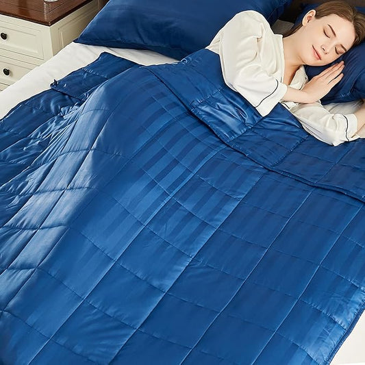 Weighted Blanket Queen Size (60"x80" 20lbs),Ultra Soft and Cozy Cooling Weighted Blanket Queen Size for Adult,Heavy Blanket with Machine Washable Soft Blanket, Navy Blue