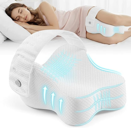 Knee Pillow for Side Sleepers, Leg Pillow for Hip Pain Relief & Spine Alignment, Memory Foam Pillow Between Knees with Adjustable Strap, Relief for Back, Sciatica, Joints