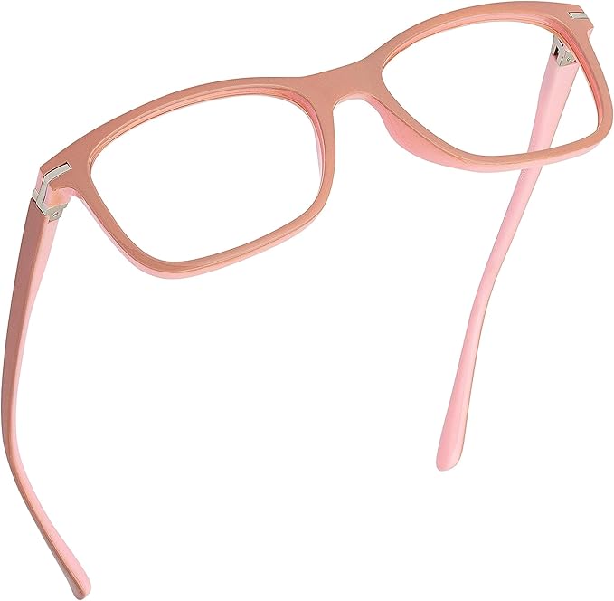 Readerest Blue Light Blocking Glasses – Thin Reflective Lens, Anti-Glare Computer Eyeglasses, UV Protection, Eye Strain Relief (Beige/Pink, 1.75 Magnification)