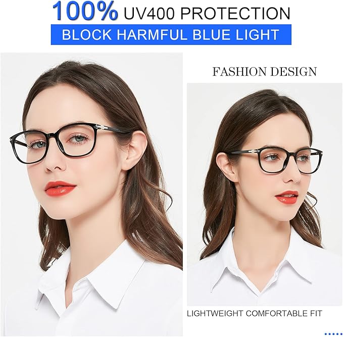 MARE AZZURO Blue Light Blocking Reading Glasses Women Trendy Square Computer Readers 1.0 1.25 1.5 1.75 2.0 2.25 2.5 2.75 3.0 3.5 4.0 5.0 6.0 (Black, 1.50)