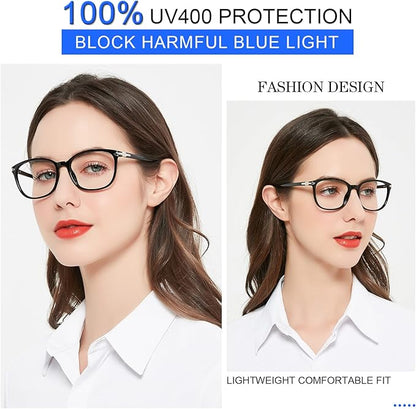 MARE AZZURO Blue Light Blocking Reading Glasses Women Trendy Square Computer Readers 1.0 1.25 1.5 1.75 2.0 2.25 2.5 2.75 3.0 3.5 4.0 5.0 6.0 (Black, 2.25)