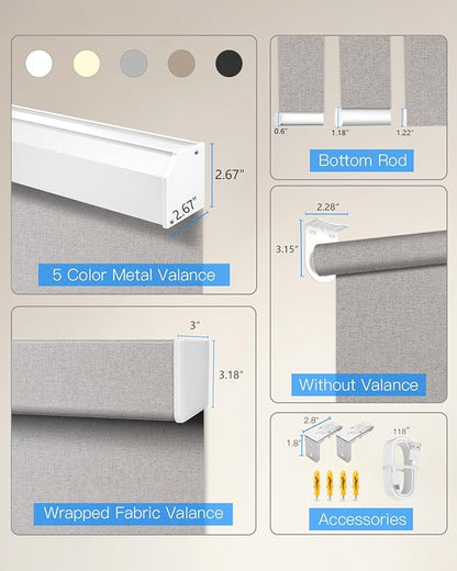 Motorized Roller Shade with Remote Control, Blackout Electric Shade for Windows Compatible with Alexa Google via Hub, Rechargeable Smart Window Blind Customized Size (Fabric Wheat)
