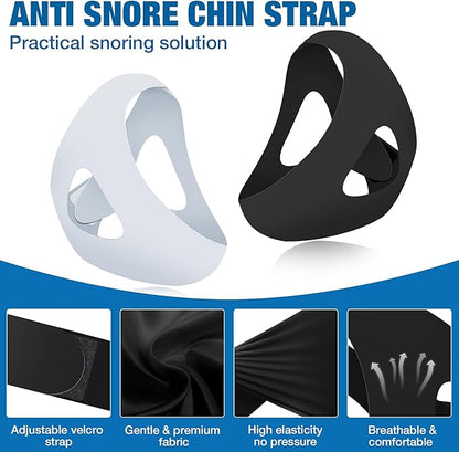 Chin Strap for Snoring (2-Pack), Anti Snoring Chin Straps for Men & Women, Adjustable Anti Snore Chin Strap to Keep Mouth Closed, Mouth Breathing Prevention, Effective Snoring Solution for Sleeping