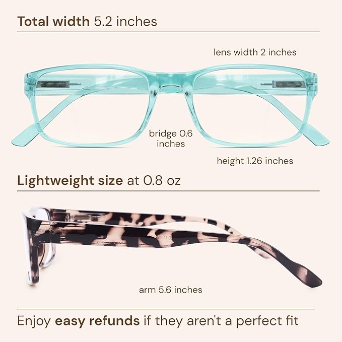 Gaoye Reading Glasses Blue Light Blocking, Spring Hinge Readers for Women Anti Glare Filter Lightweight Eyeglasses (5-Pack Mix Color 2, 2.75)