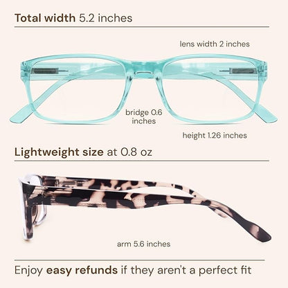 Gaoye Reading Glasses Blue Light Blocking, Spring Hinge Readers for Women Anti Glare Filter Lightweight Eyeglasses (5-Pack Mix Color 2, 2.5)