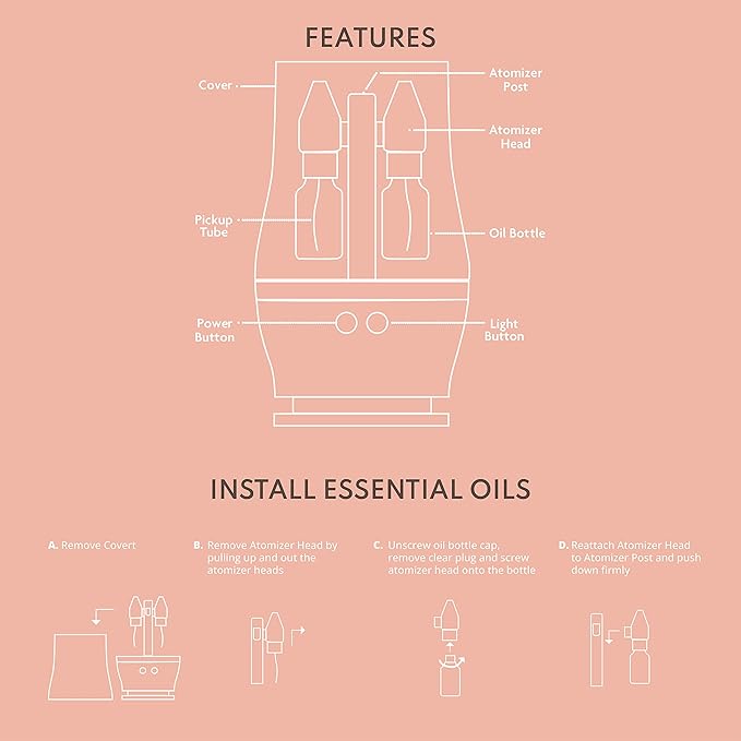 Smart Aromatherapy Waterless Oil Diffuser with WiFi Capability and App – Combine and Diffuse up to 4 Bottles of Essential Oils Simultaneously – No Water, No Mess (Light Bamboo)