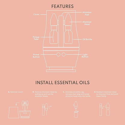 Smart Aromatherapy Waterless Oil Diffuser with WiFi Capability and App – Combine and Diffuse up to 4 Bottles of Essential Oils Simultaneously – No Water, No Mess (Rich Walnut)